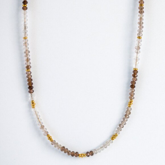BUNDLE Ombre Smokey Quartz Necklace Waterproof Gold Beautiful Neutral Beaded - Picture 3 of 12